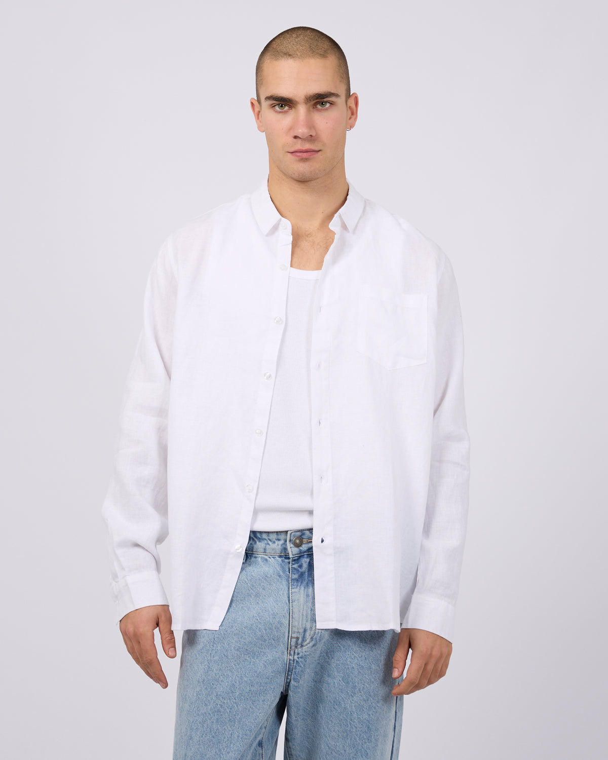 Linen Long Sleeve Shirt White