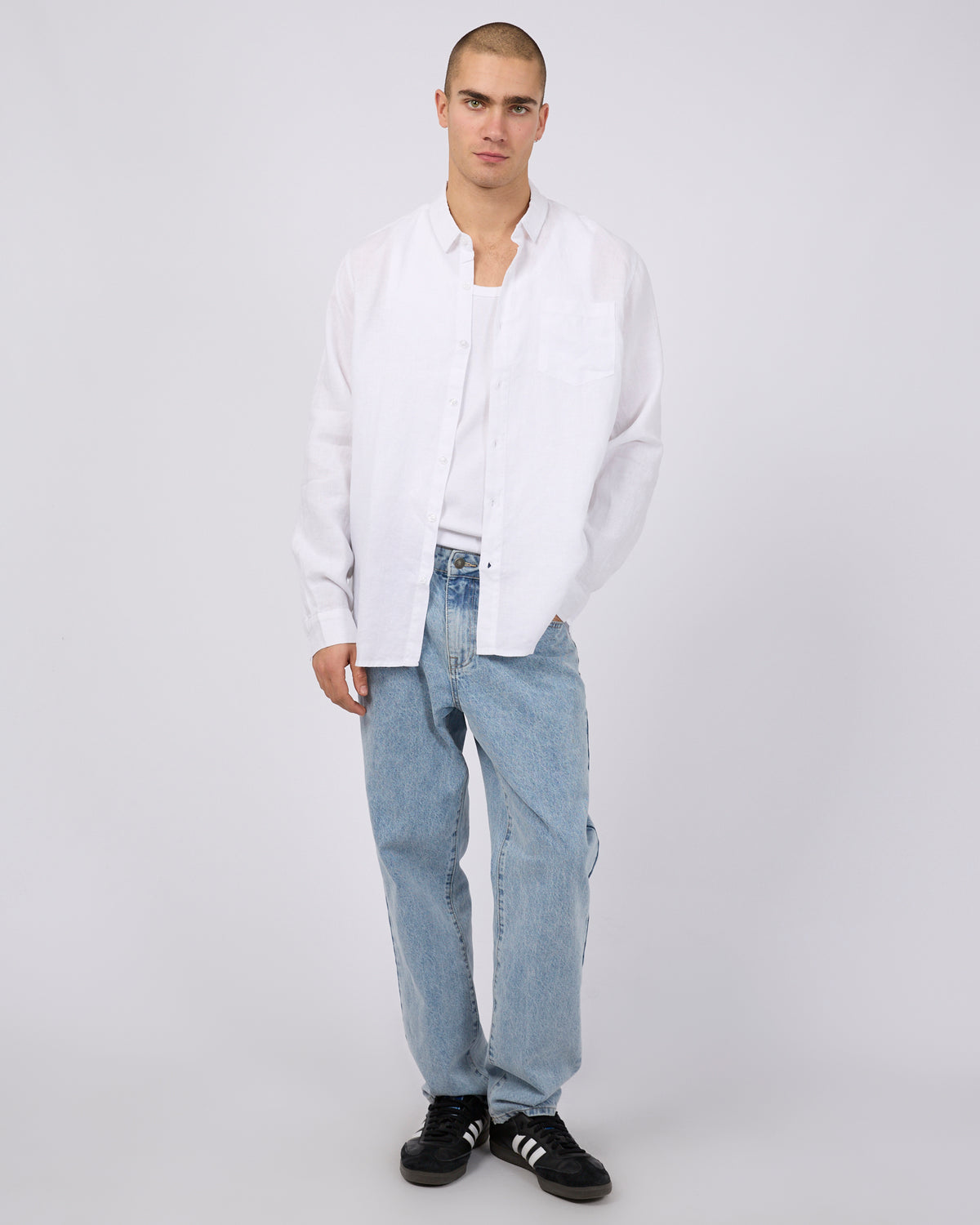 Linen Long Sleeve Shirt White