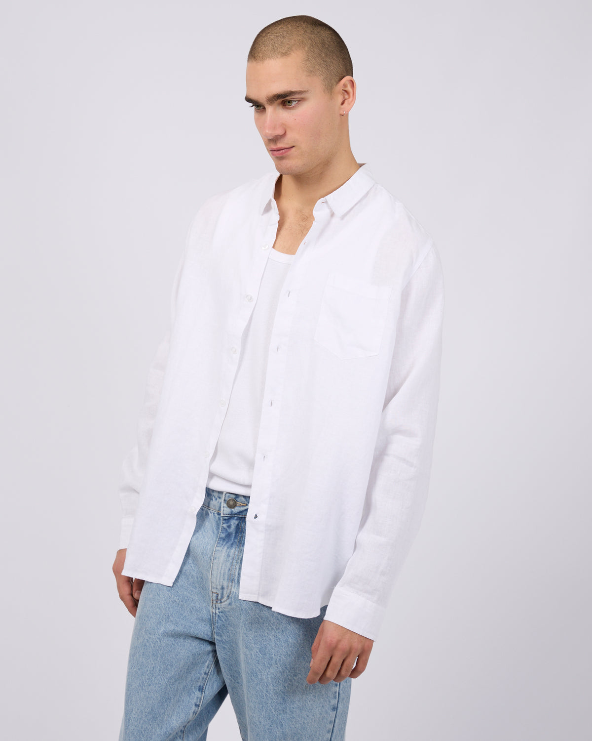 Linen Long Sleeve Shirt White