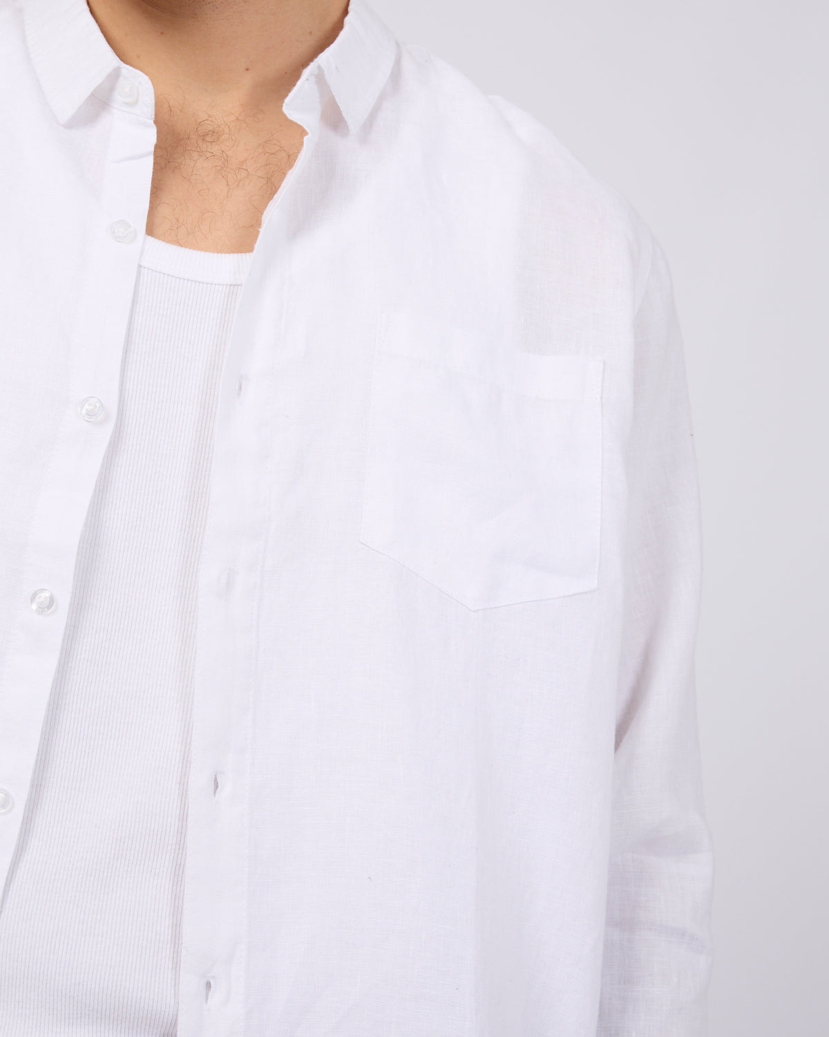 Linen Long Sleeve Shirt White