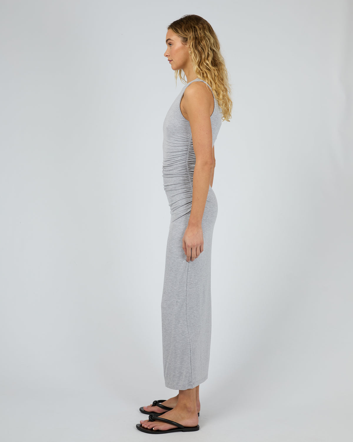 Evie Ruched Maxi Dress Grey Marle