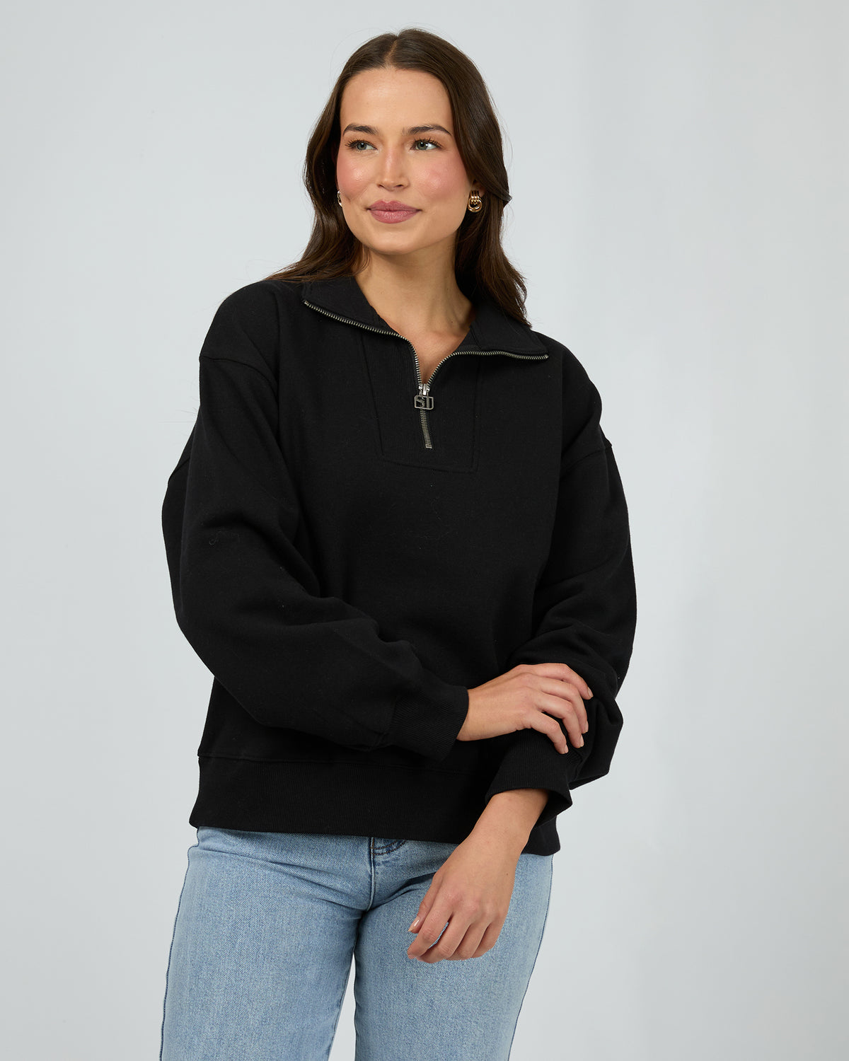 Silent Luxe 1/4 Zip Crew Black