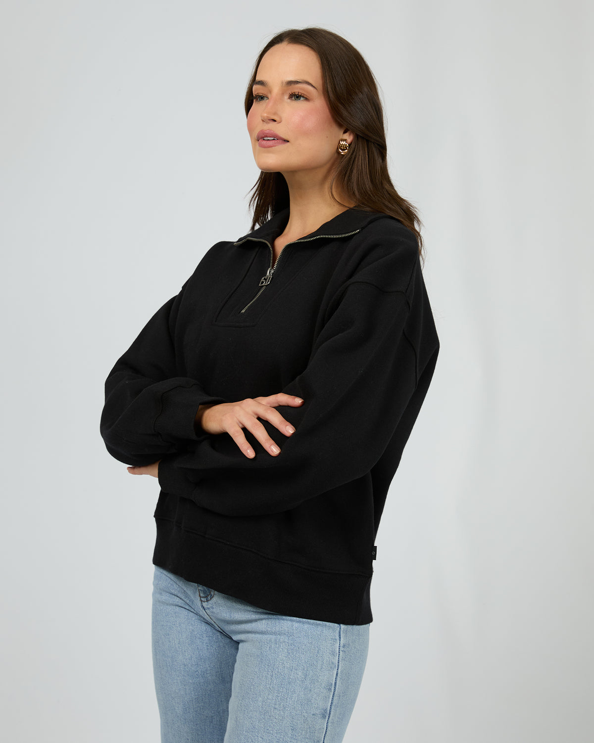 Silent Luxe 1/4 Zip Crew Black