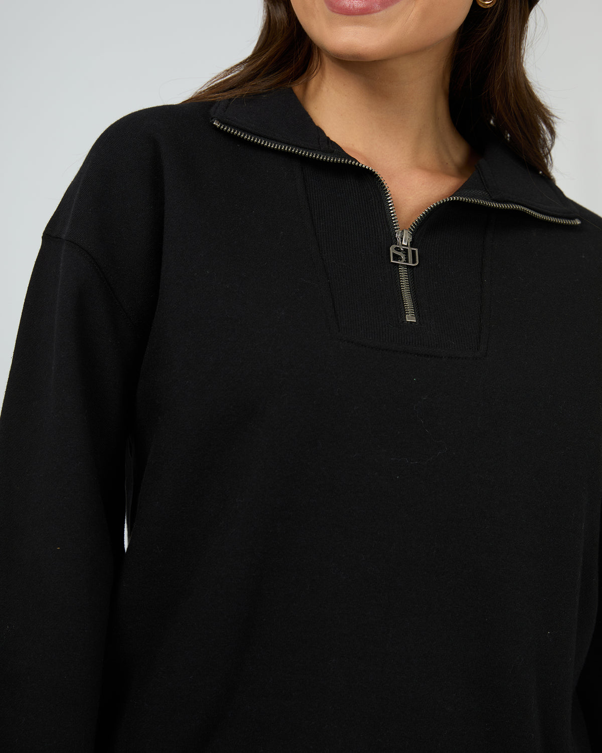 Silent Luxe 1/4 Zip Crew Black