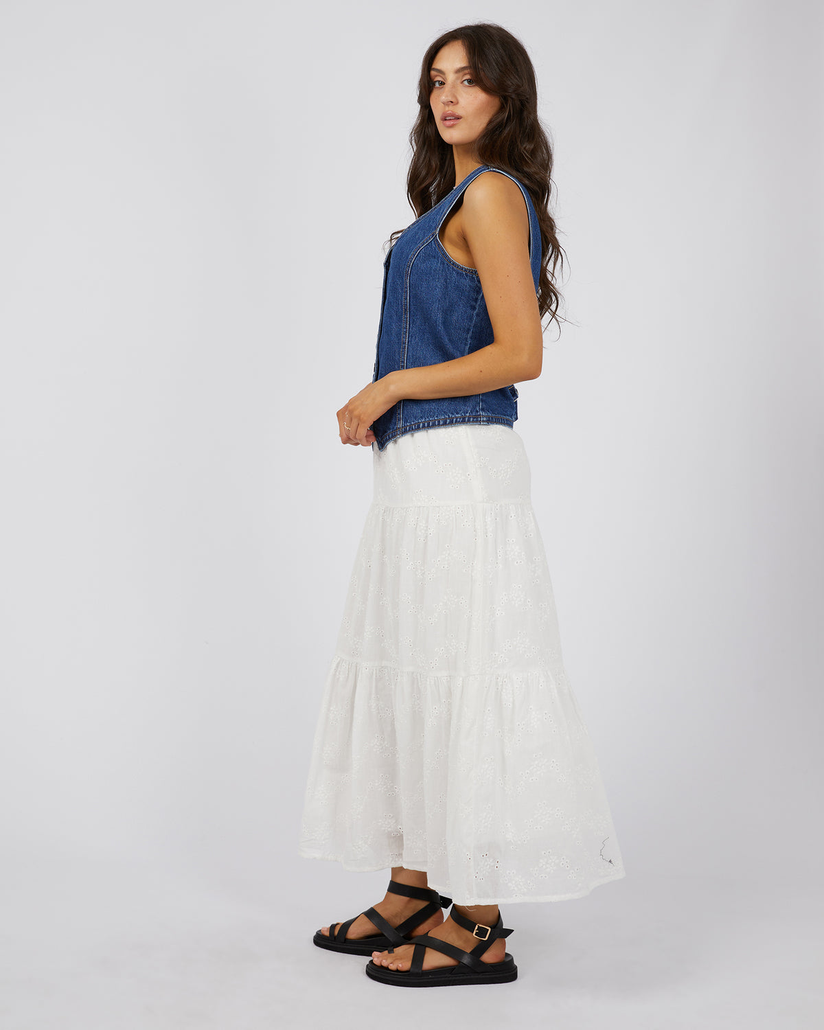 Sutton Broderie Maxi Skirt Vintage White