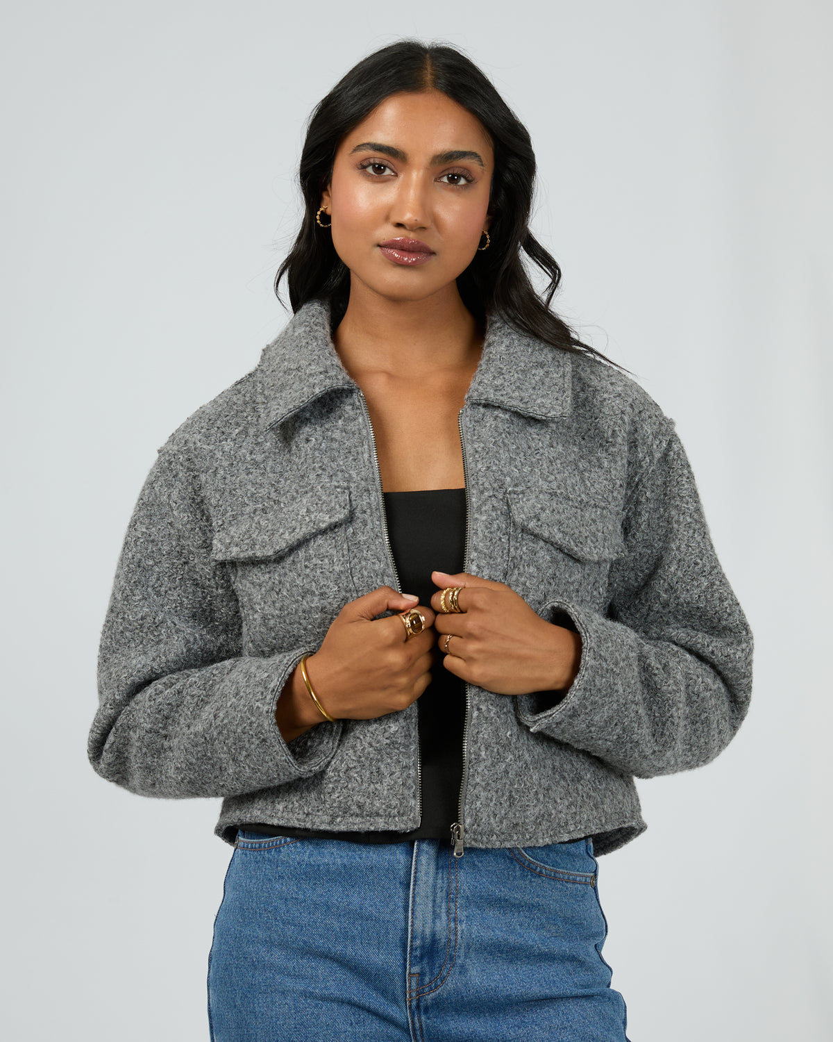 Bennet Crop Jacket Grey Marle