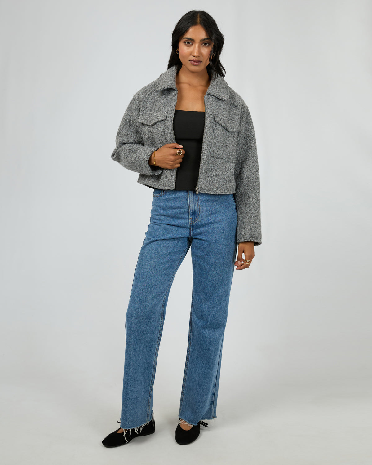 Bennet Crop Jacket Grey Marle