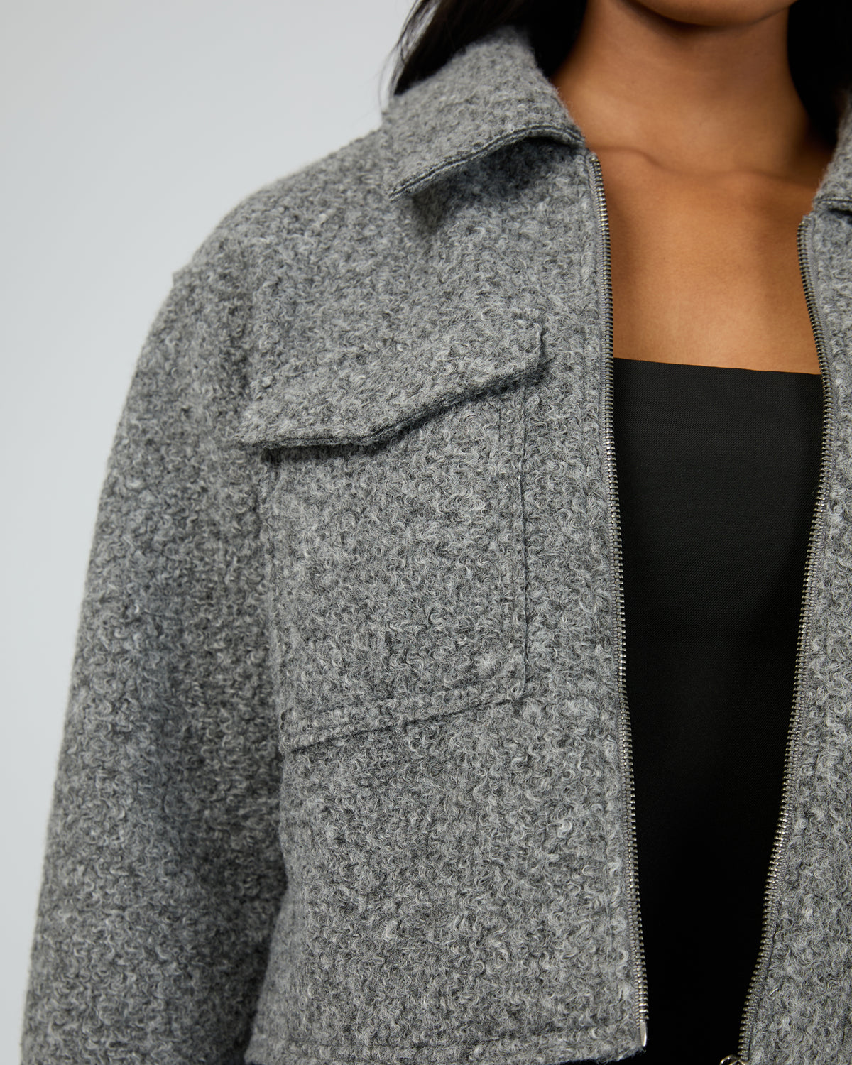 Bennet Crop Jacket Grey Marle