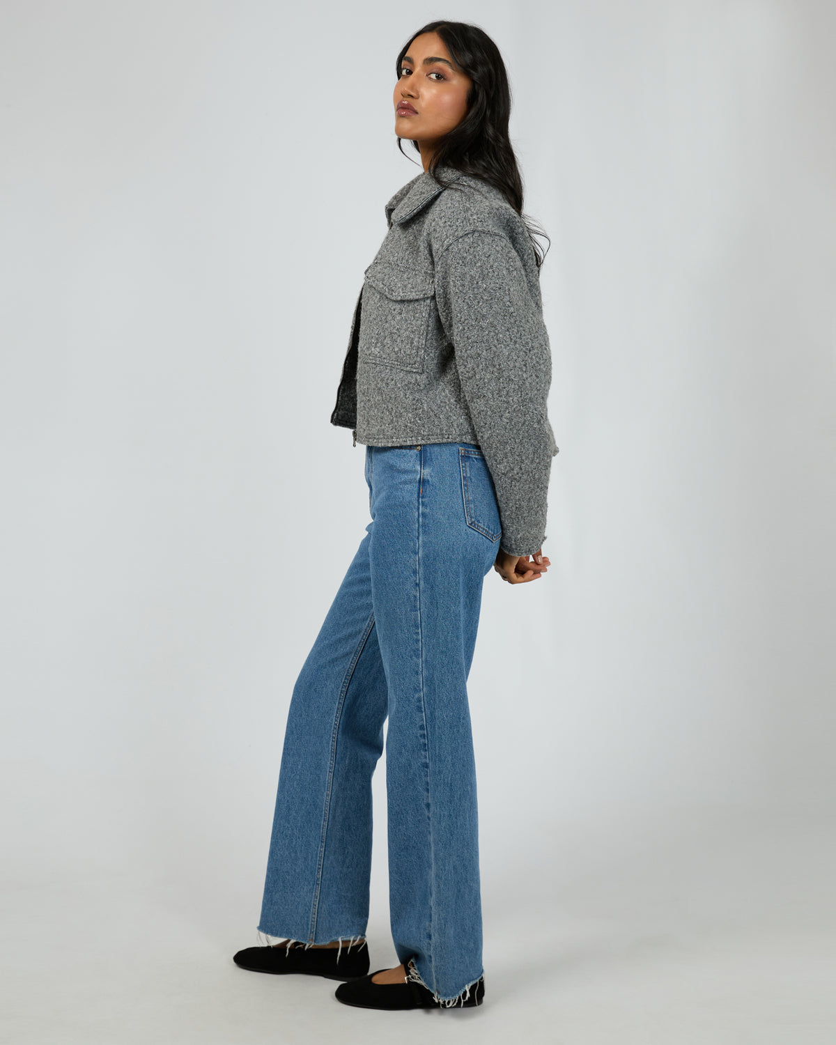 Bennet Crop Jacket Grey Marle