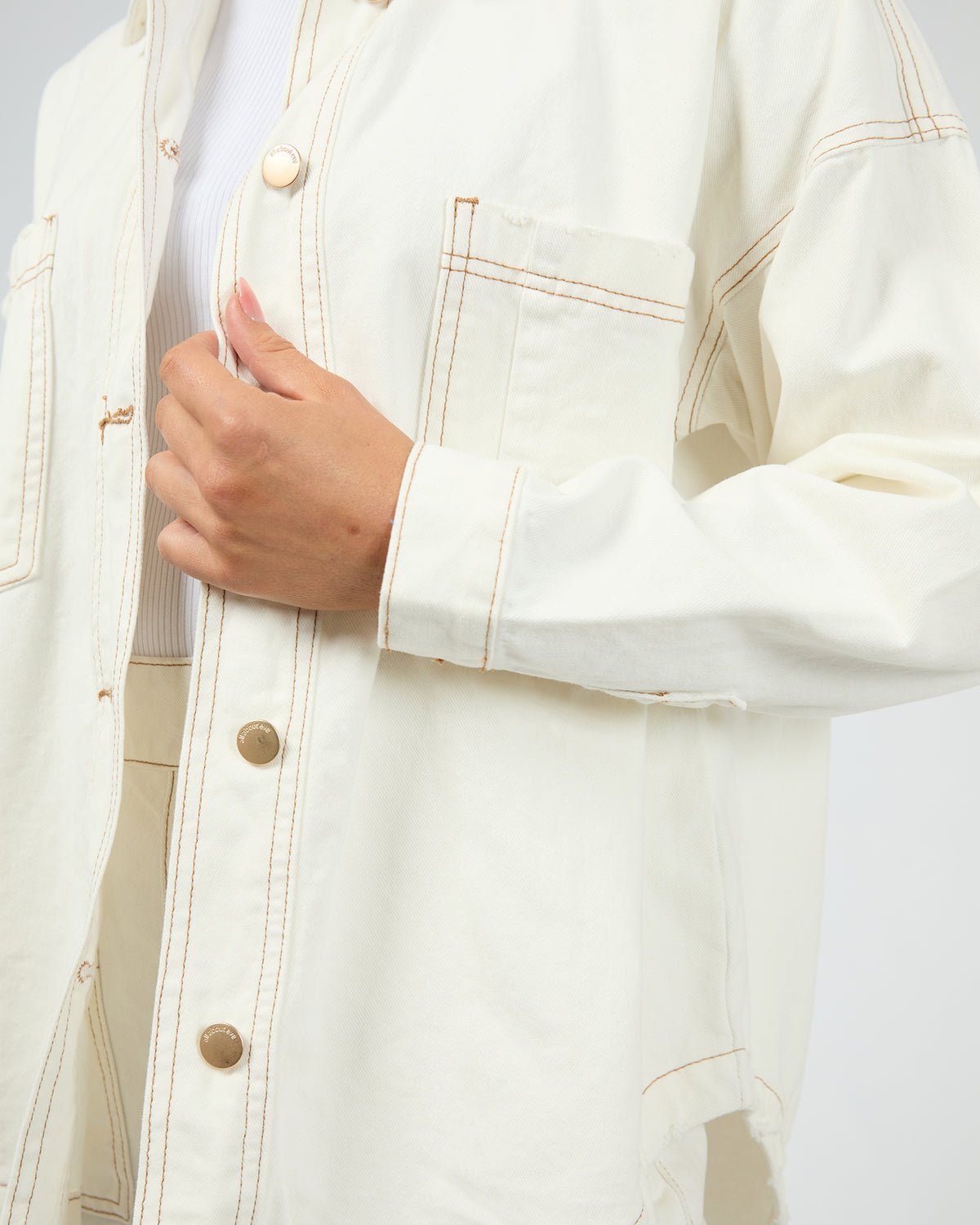 Coco Denim Shacket Vintage White