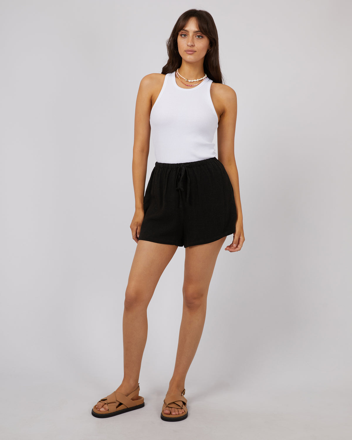 Luxe Linen Mini Short Black