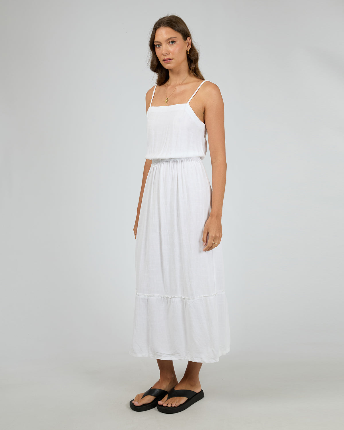 Luxe Linen Maxi Dress Vintage White