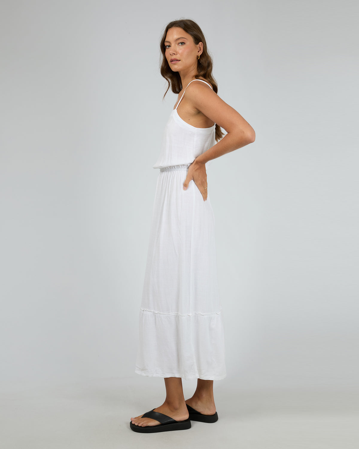 Luxe Linen Maxi Dress Vintage White