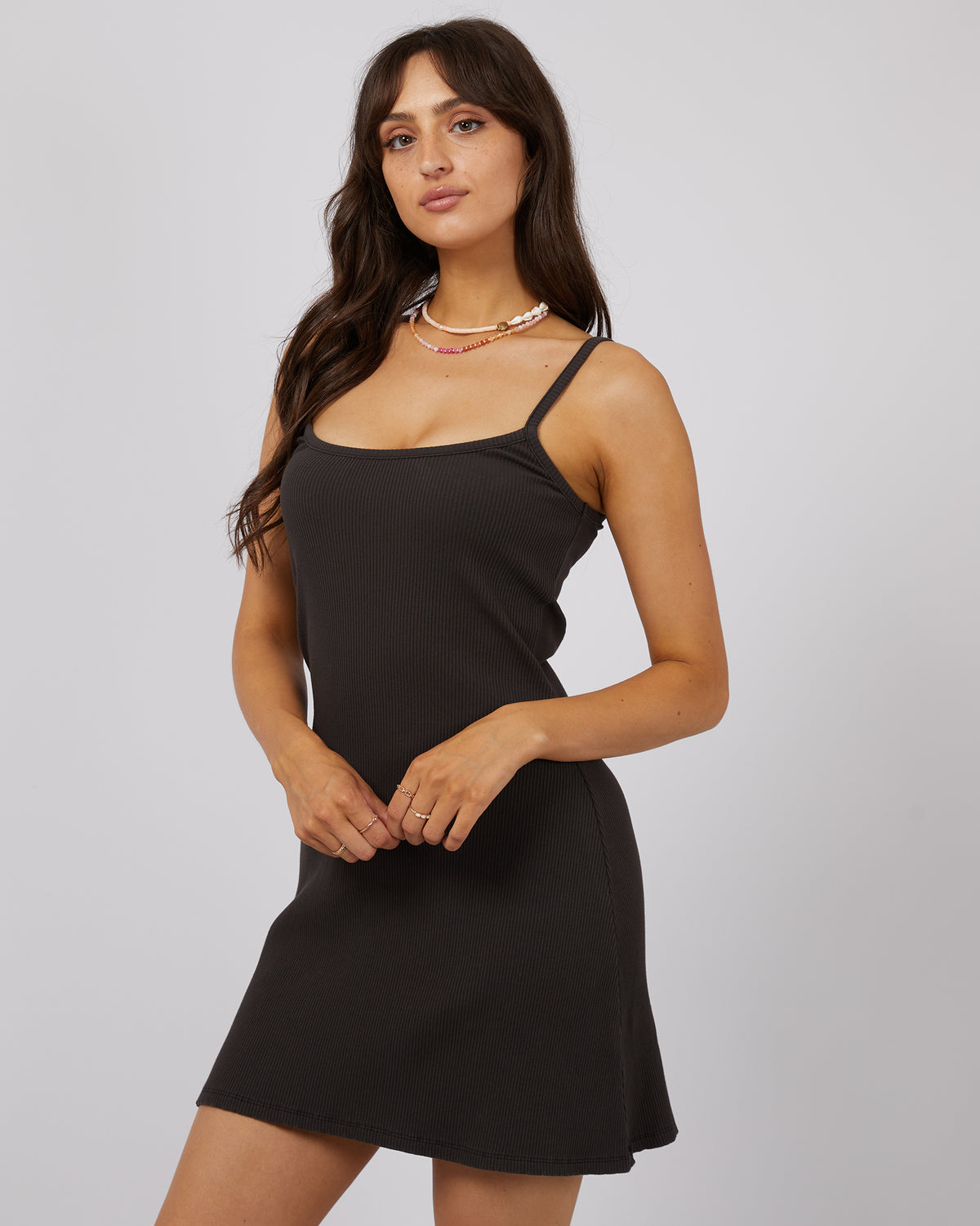 Eve Rib Mini Dress Washed Black