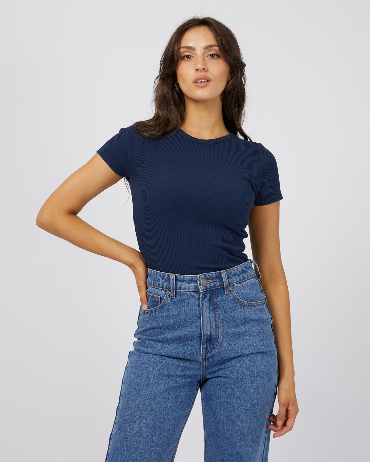 Eve Rib Baby Tee Navy