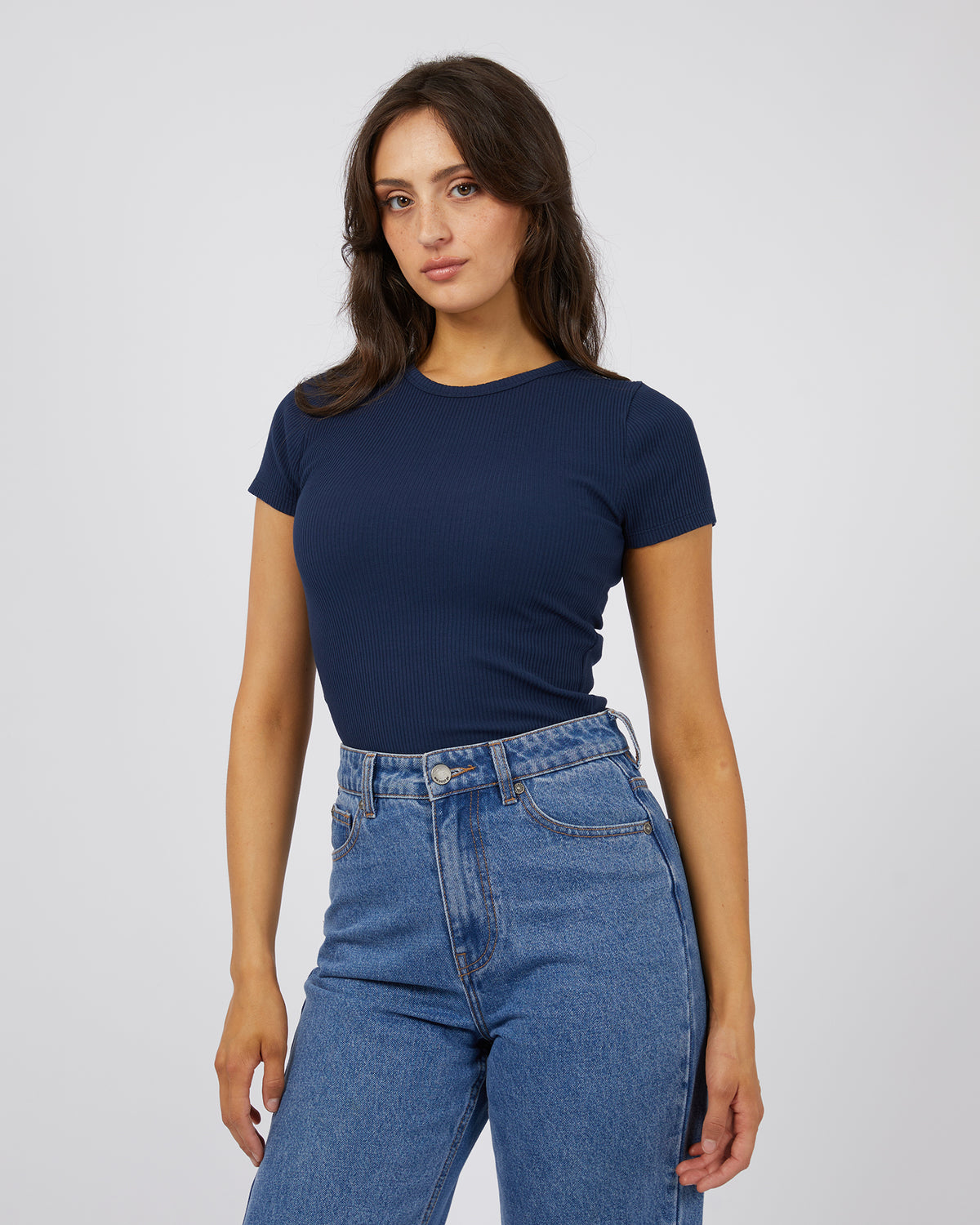 Eve Rib Baby Tee Navy