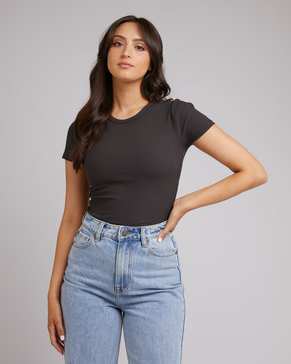 Eve Rib Baby Tee Washed Black