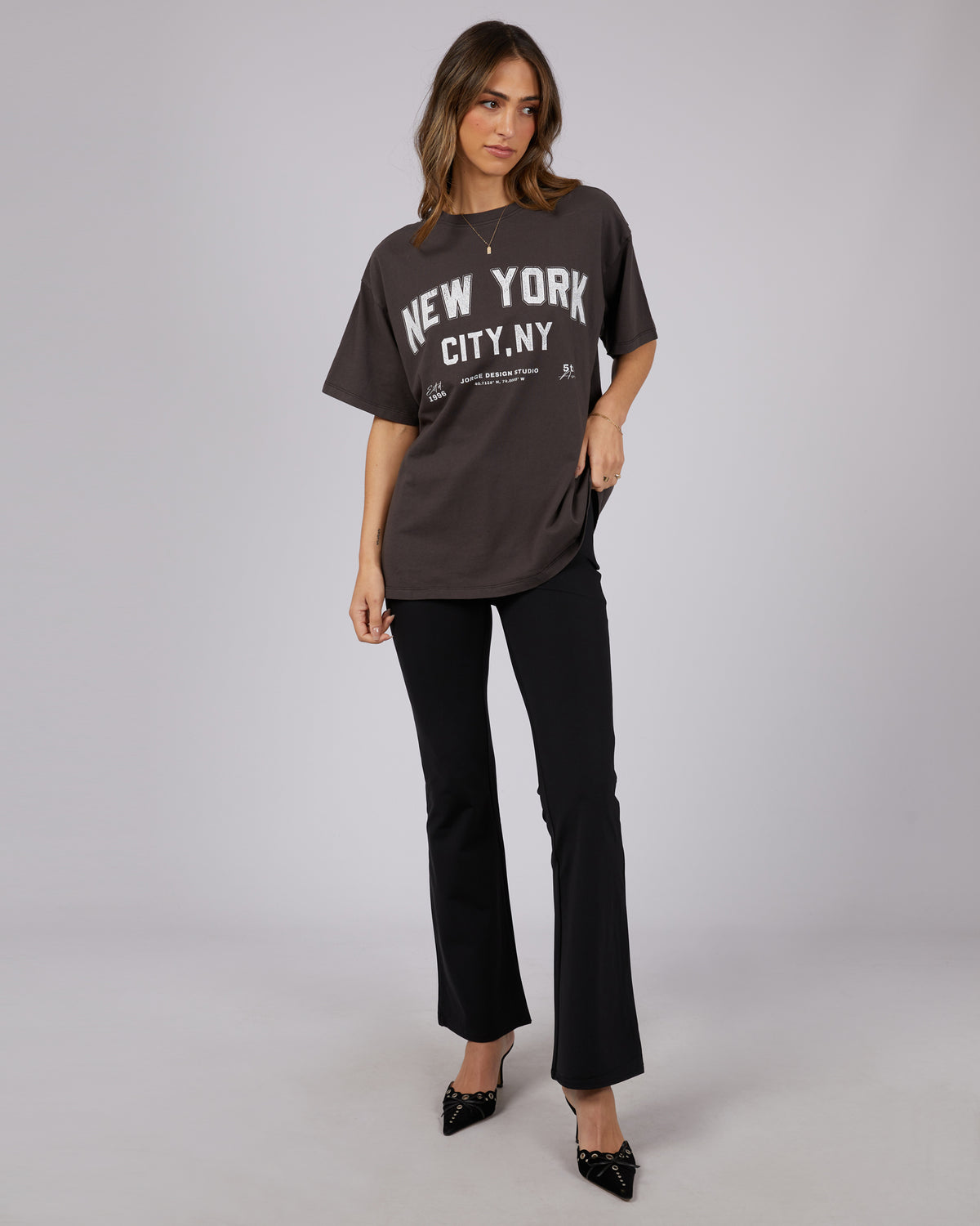 New York Tee Washed Black