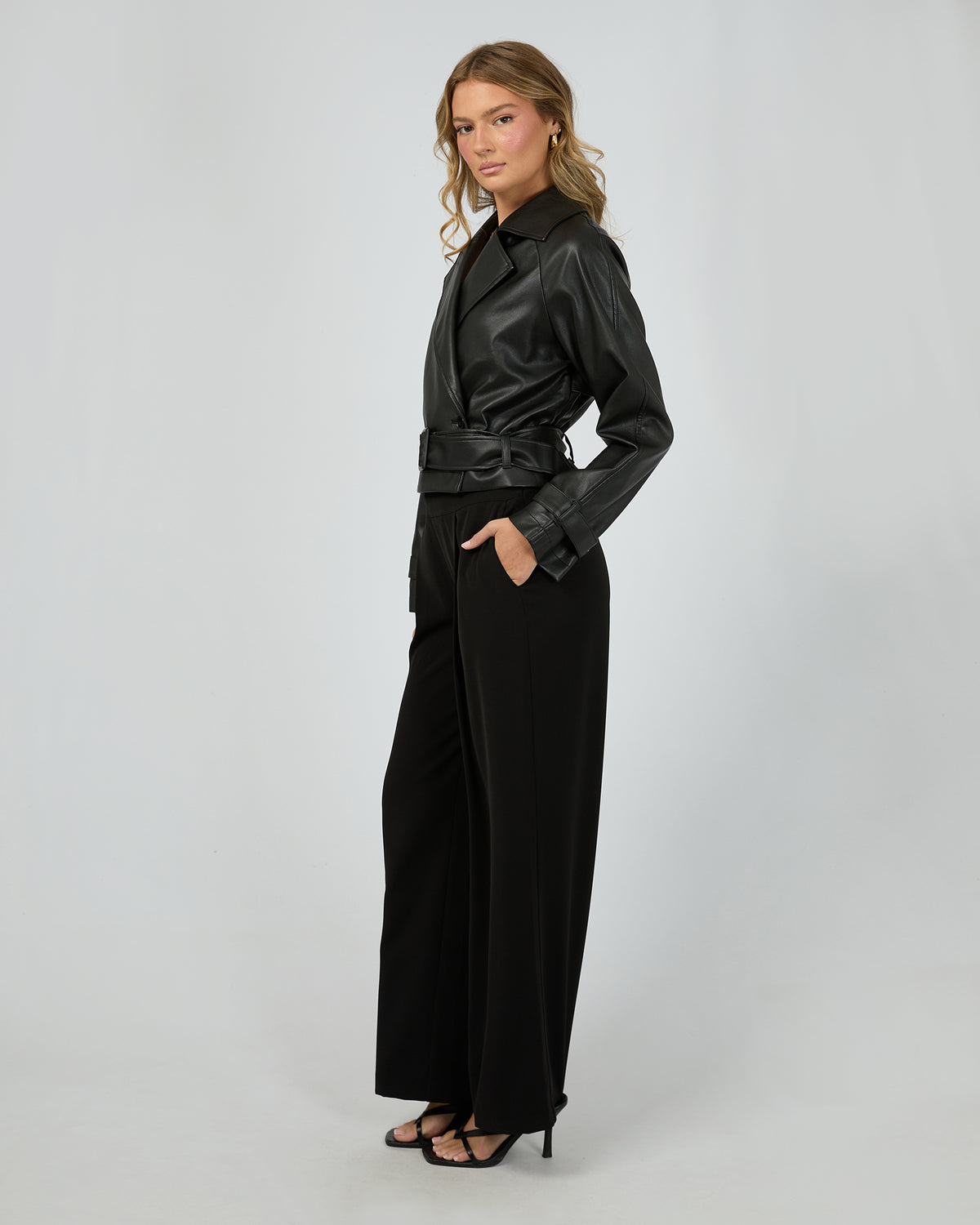 Margo Crop Trench Coat Black