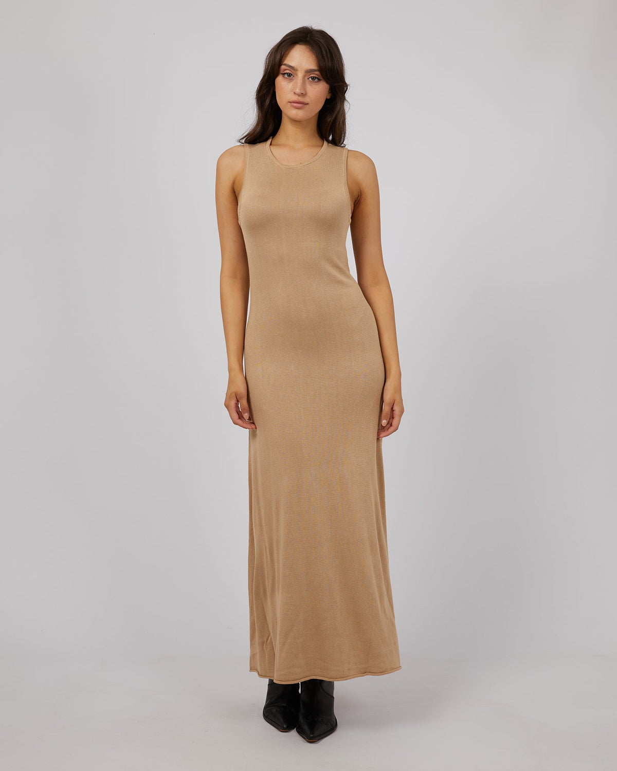 All About Eve-Eve Knit Maxi Tank Dress Oatmeal-Edge Clothing