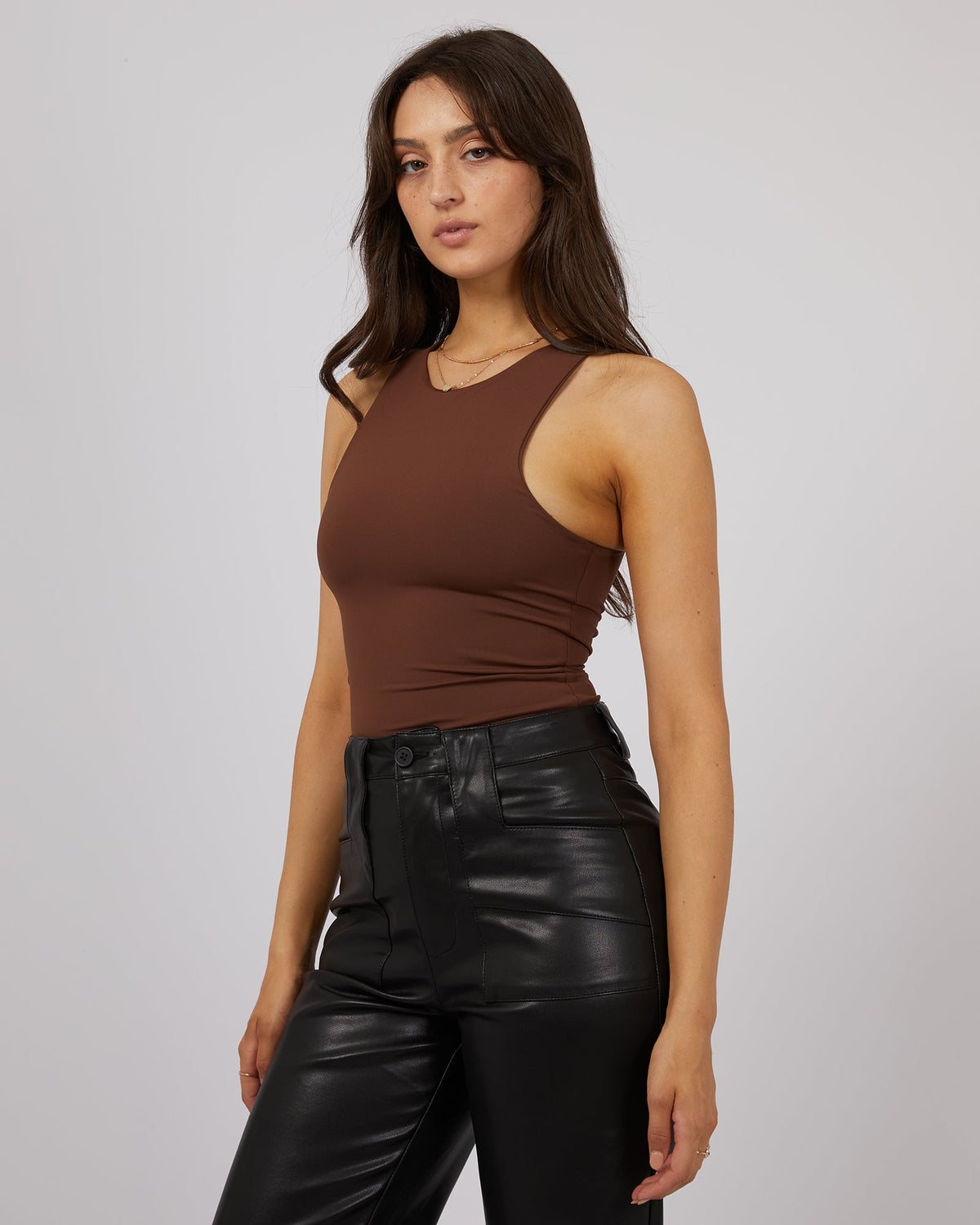 All About Eve-Eve Staple Bodysuit Brown-Edge Clothing