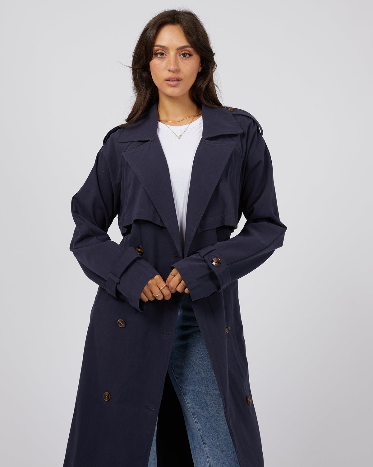 All About Eve-Eve Trench Coat Navy-Edge Clothing