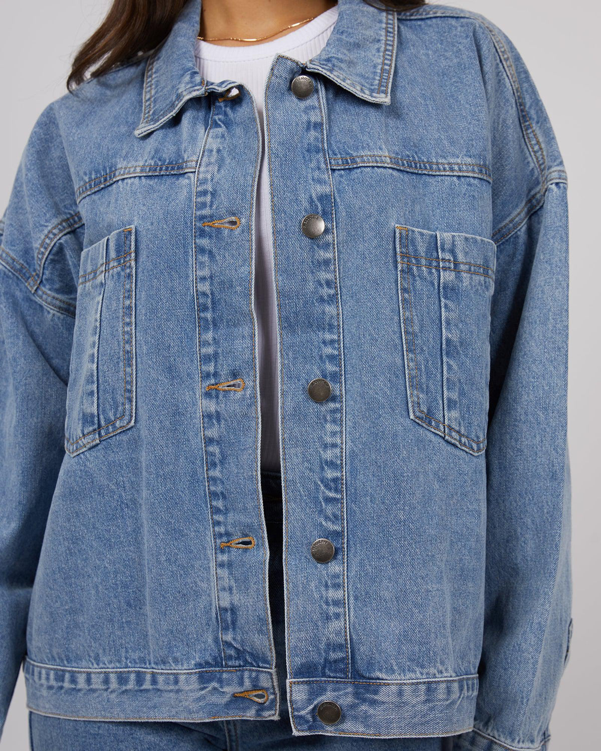 All About Eve-Sydney Denim Jacket Light Blue-Edge Clothing