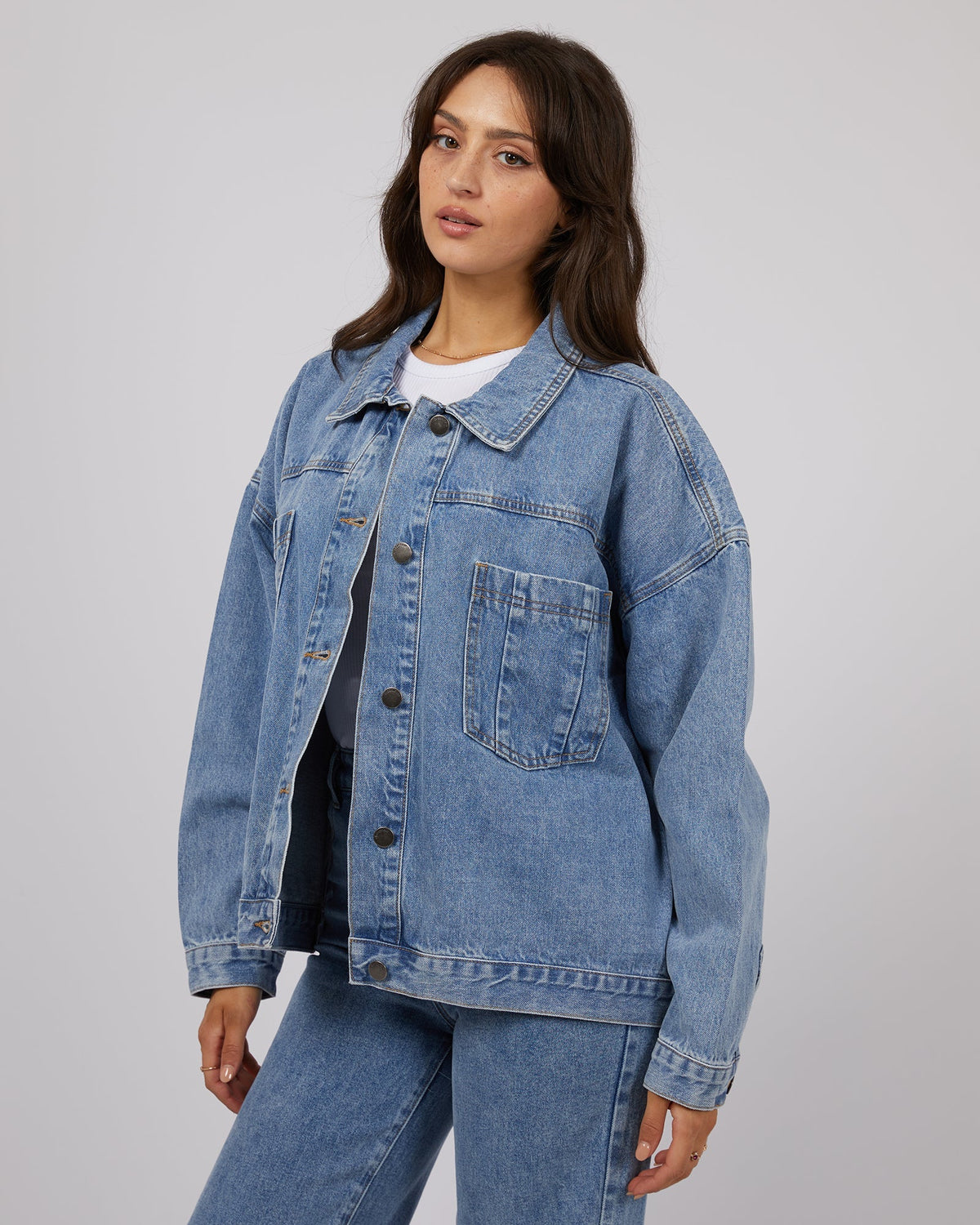 All About Eve-Sydney Denim Jacket Light Blue-Edge Clothing