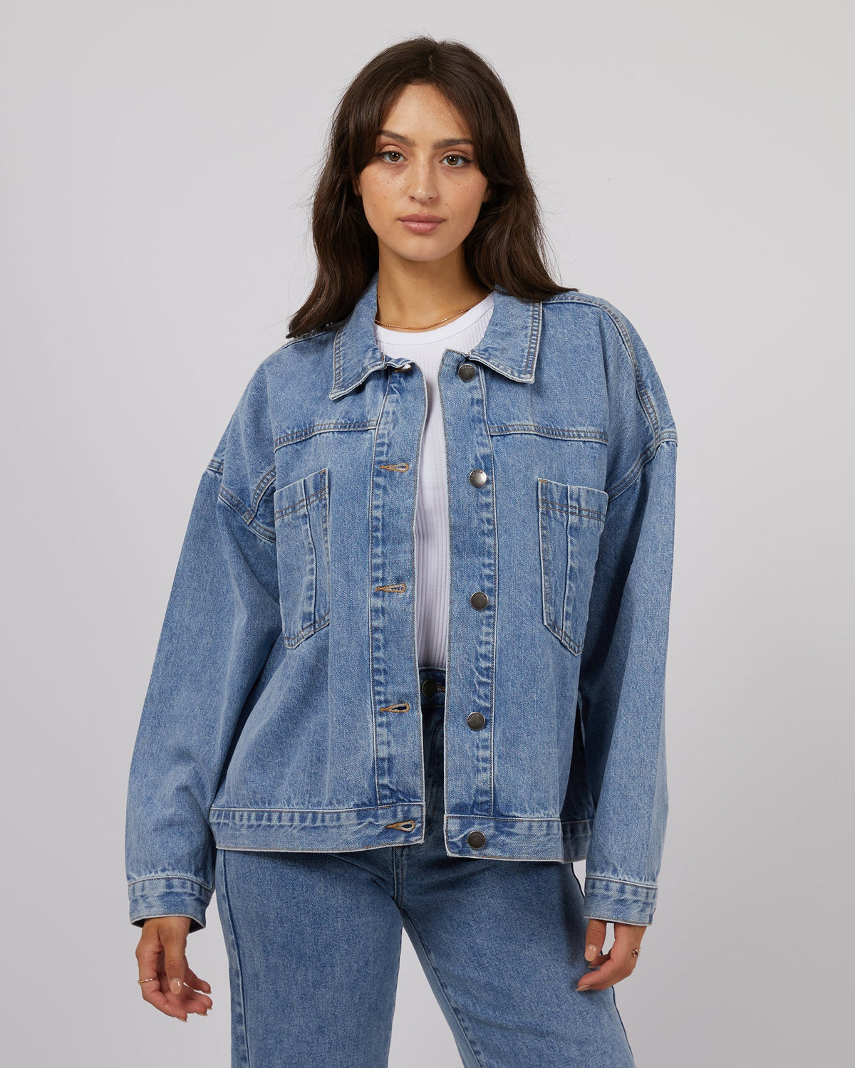 All About Eve-Sydney Denim Jacket Light Blue-Edge Clothing