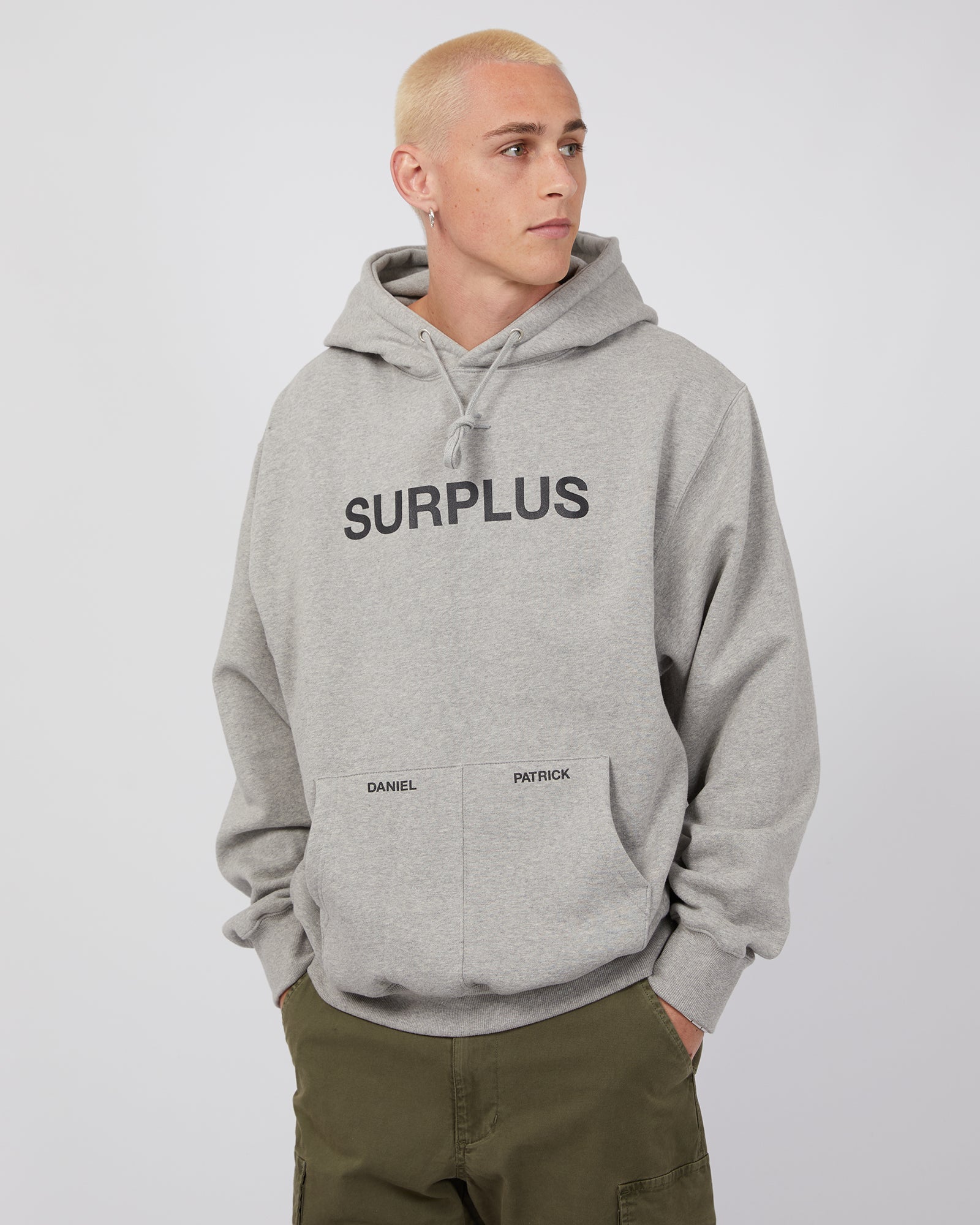 Daniel Patrick-Surplus Logo Hoodie Heather Grey-Edge Clothing