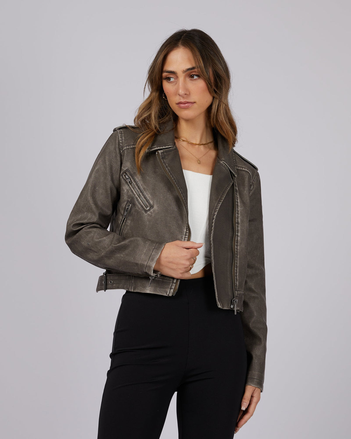 Jorge-Larrisa Moto Jacket Brown-Edge Clothing