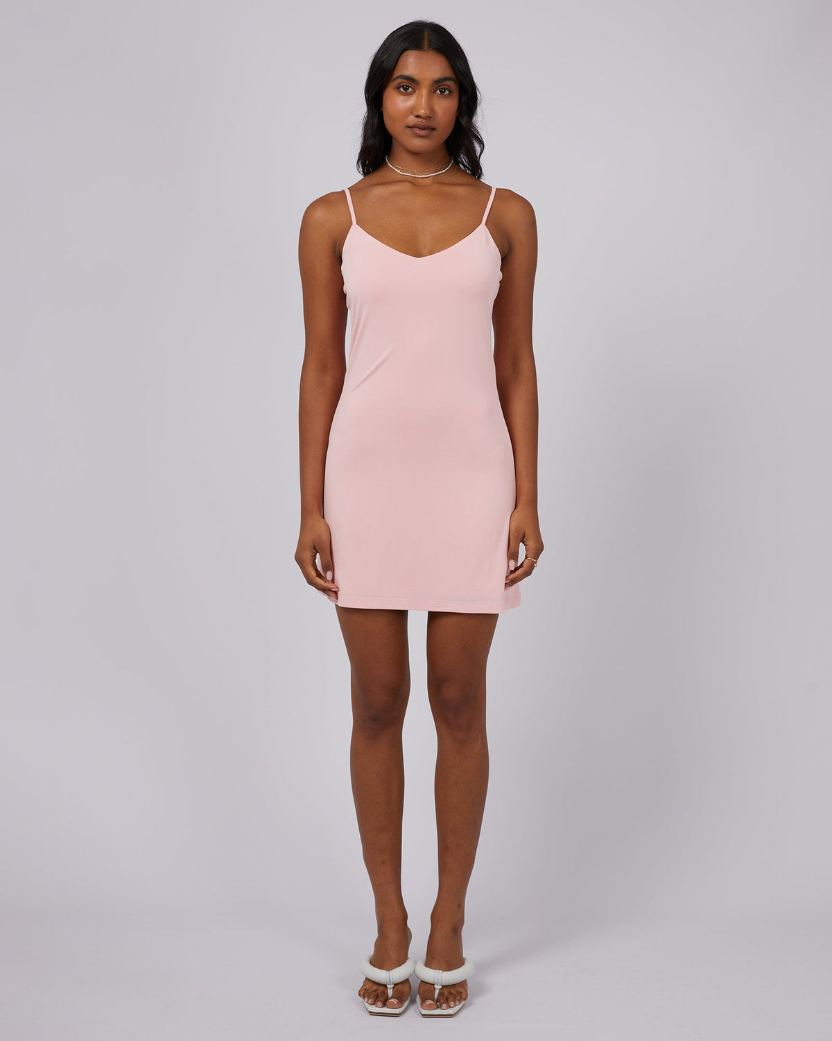 Jorge-Luxe V Neck Mini Dress Pink-Edge Clothing