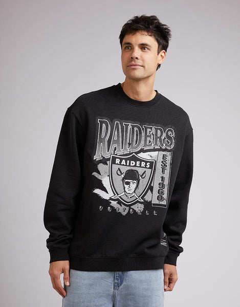 Oakland Raiders Mitchell & Ness All Over Print Crew Sweatshirt - Mens