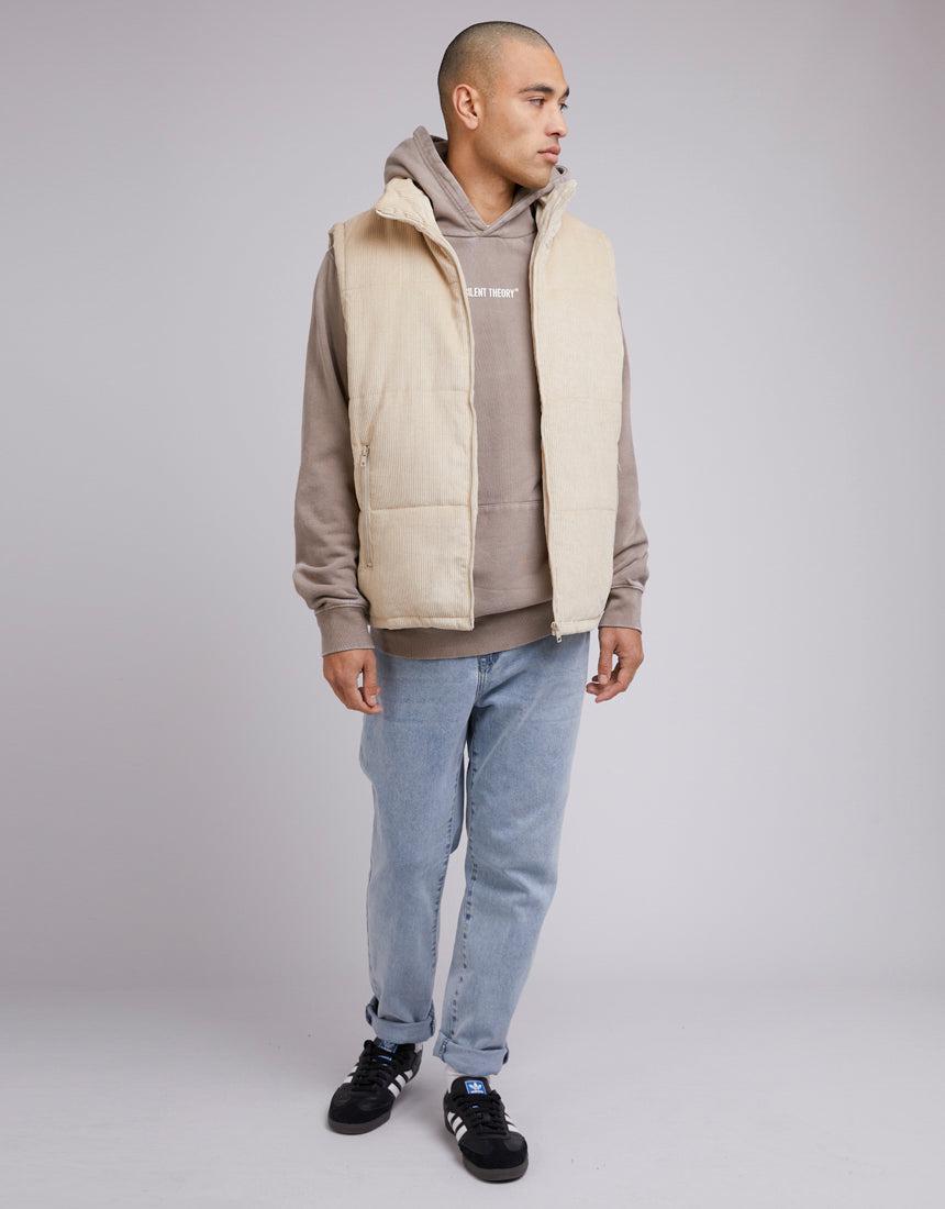 Silent Theory-Cord Puffer Vest Tan-Edge Clothing