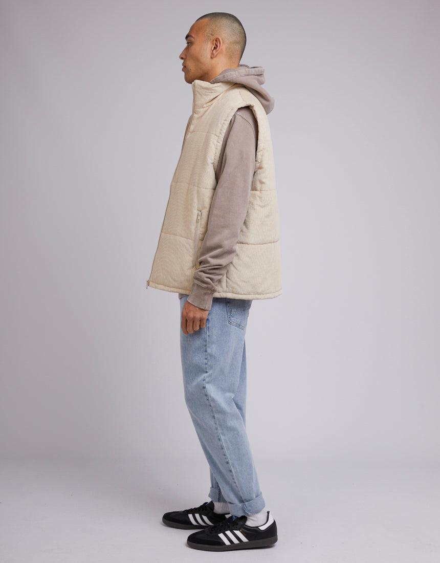 Silent Theory-Cord Puffer Vest Tan-Edge Clothing