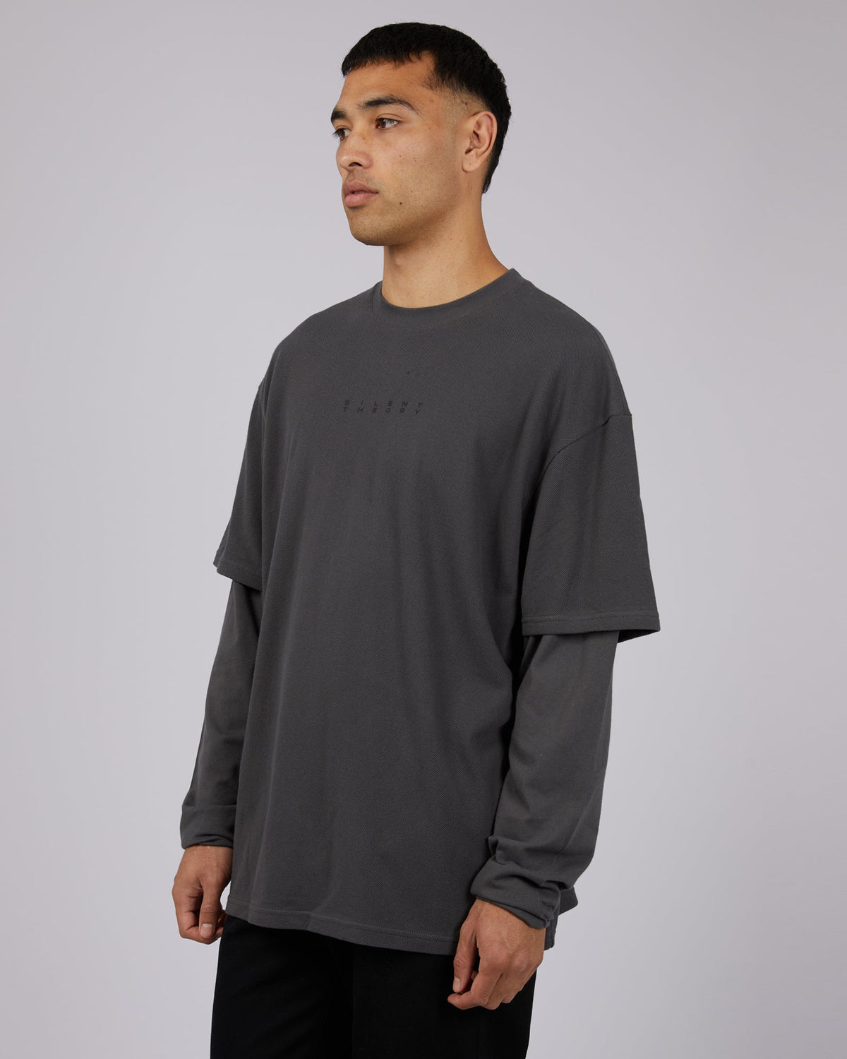 Silent Theory-Dual Tee Charcoal-Edge Clothing