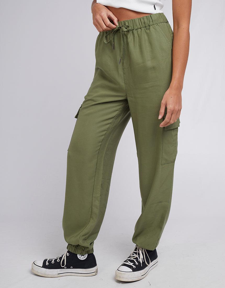 Silent Theory Ladies-Charli Cargo Pant Khaki-Edge Clothing