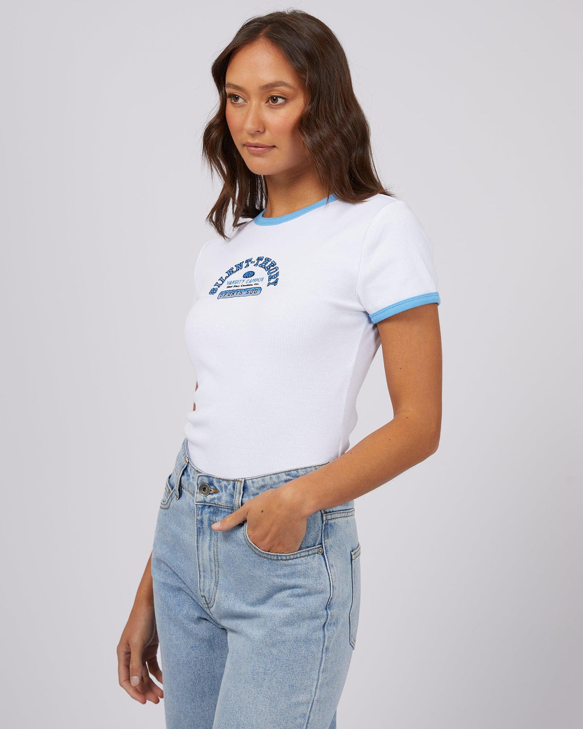 Silent Theory Ladies-Heads Up Tee Blue-Edge Clothing