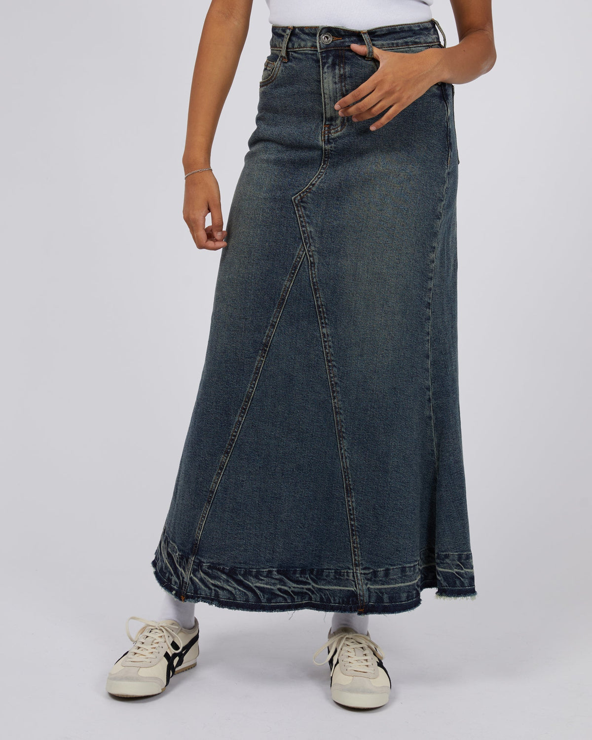 Silent Theory Ladies-Letty Denim Maxi Skirt-Edge Clothing