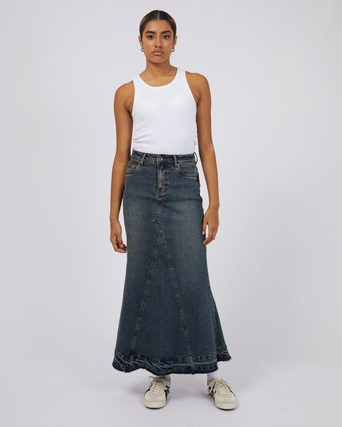 Silent Theory Ladies-Letty Denim Maxi Skirt-Edge Clothing