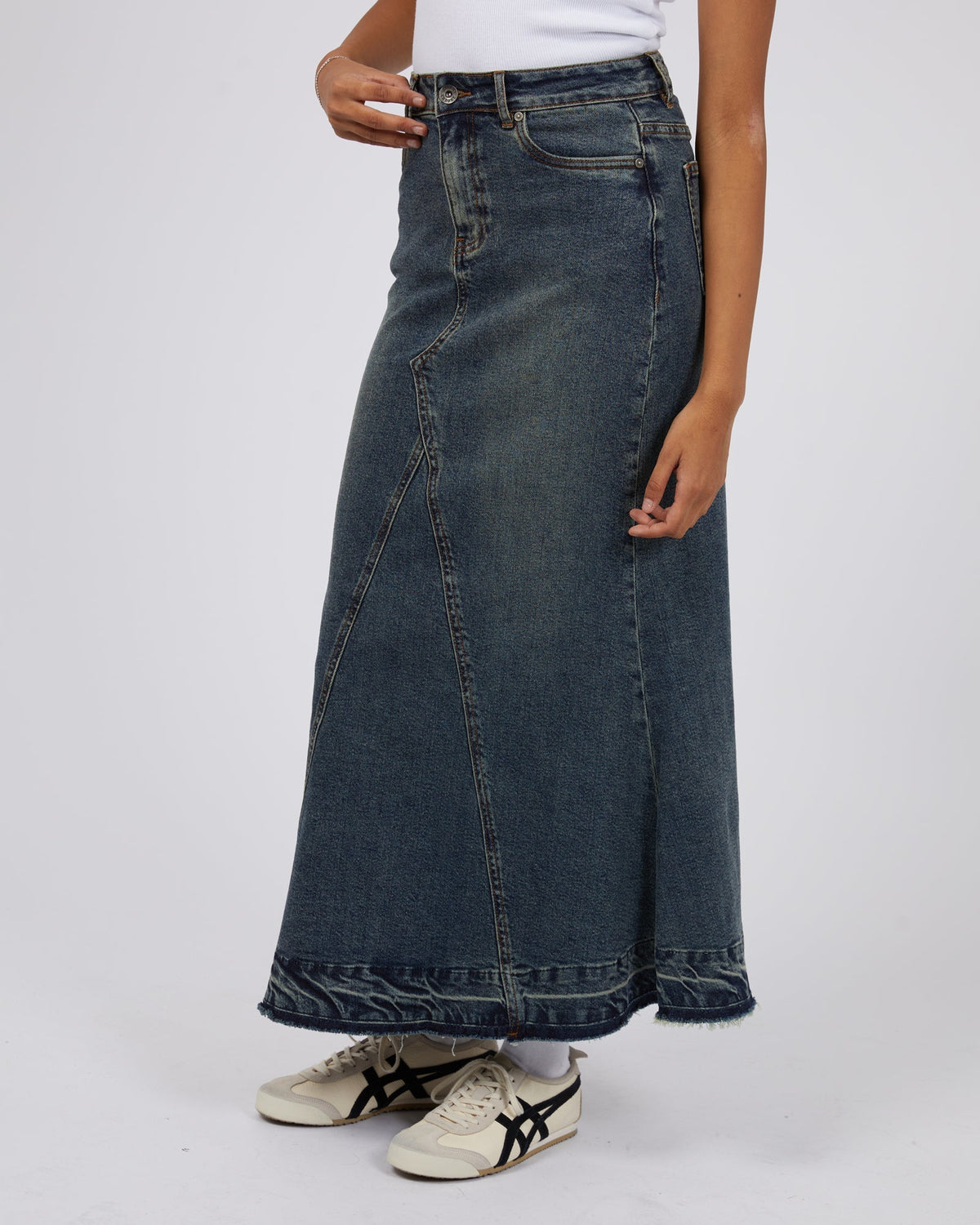 Silent Theory Ladies-Letty Denim Maxi Skirt-Edge Clothing