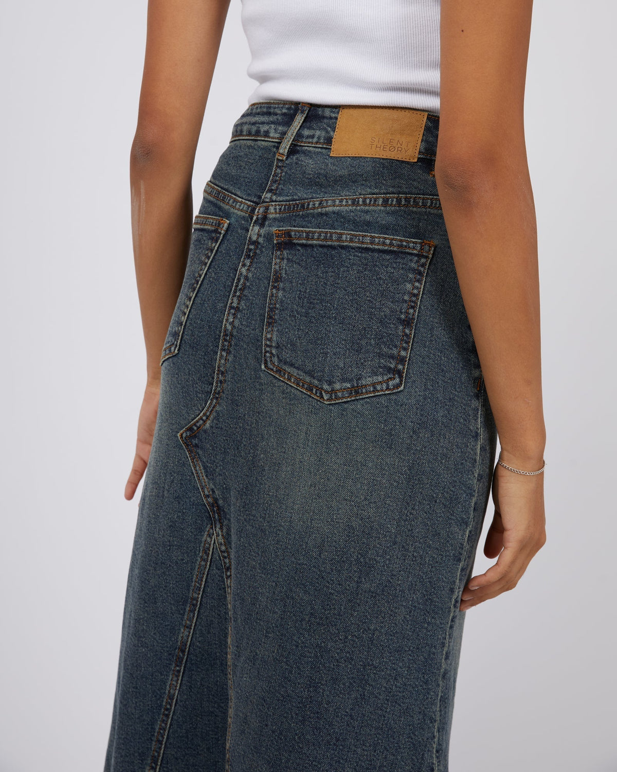 Silent Theory Ladies-Letty Denim Maxi Skirt-Edge Clothing