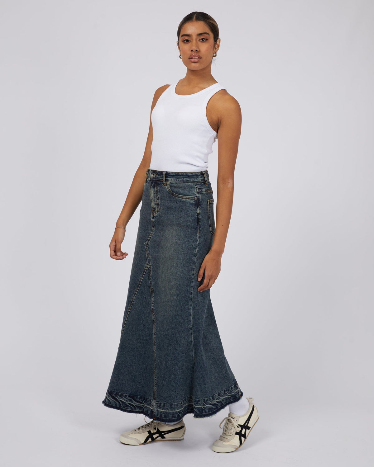 Silent Theory Ladies-Letty Denim Maxi Skirt-Edge Clothing