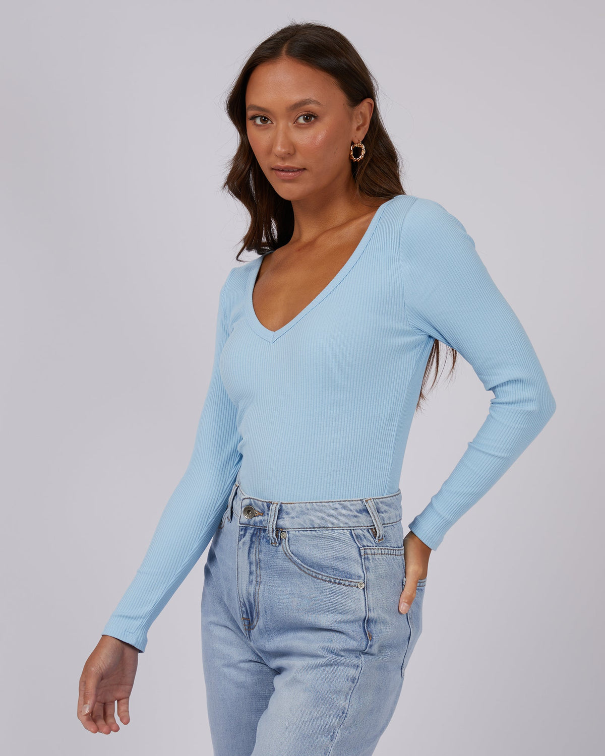 Silent Theory Ladies-Lily Long Sleeve Sky Blue-Edge Clothing