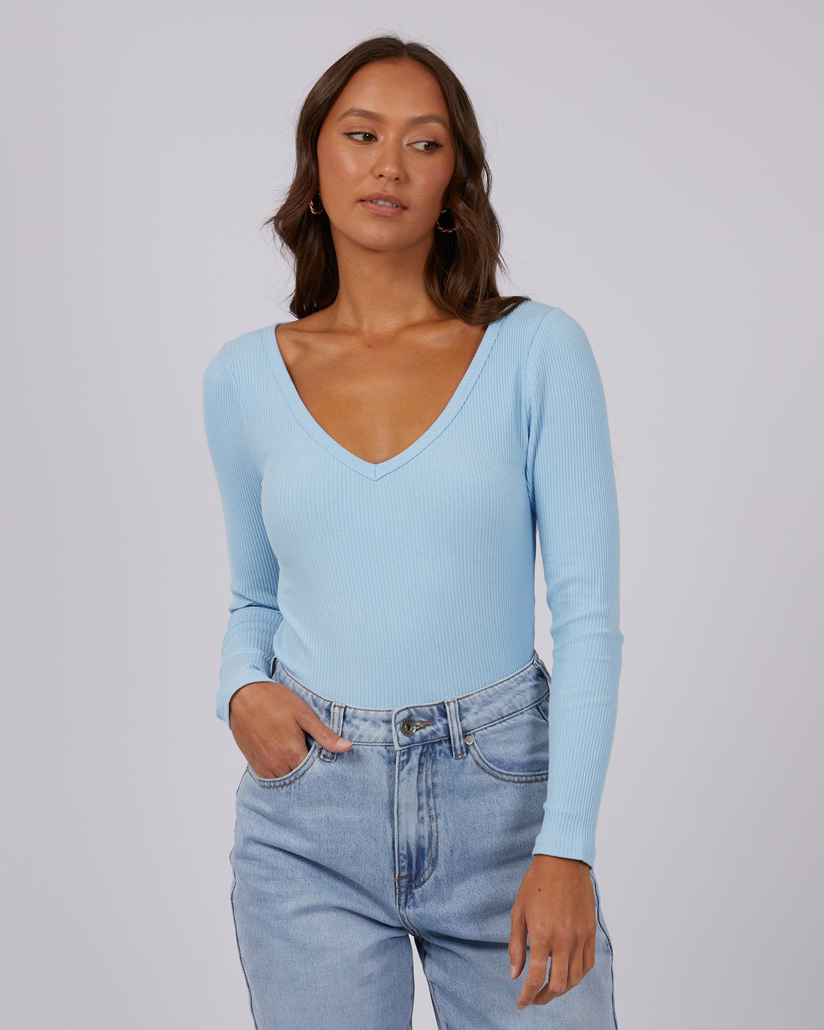 Silent Theory Ladies-Lily Long Sleeve Sky Blue-Edge Clothing