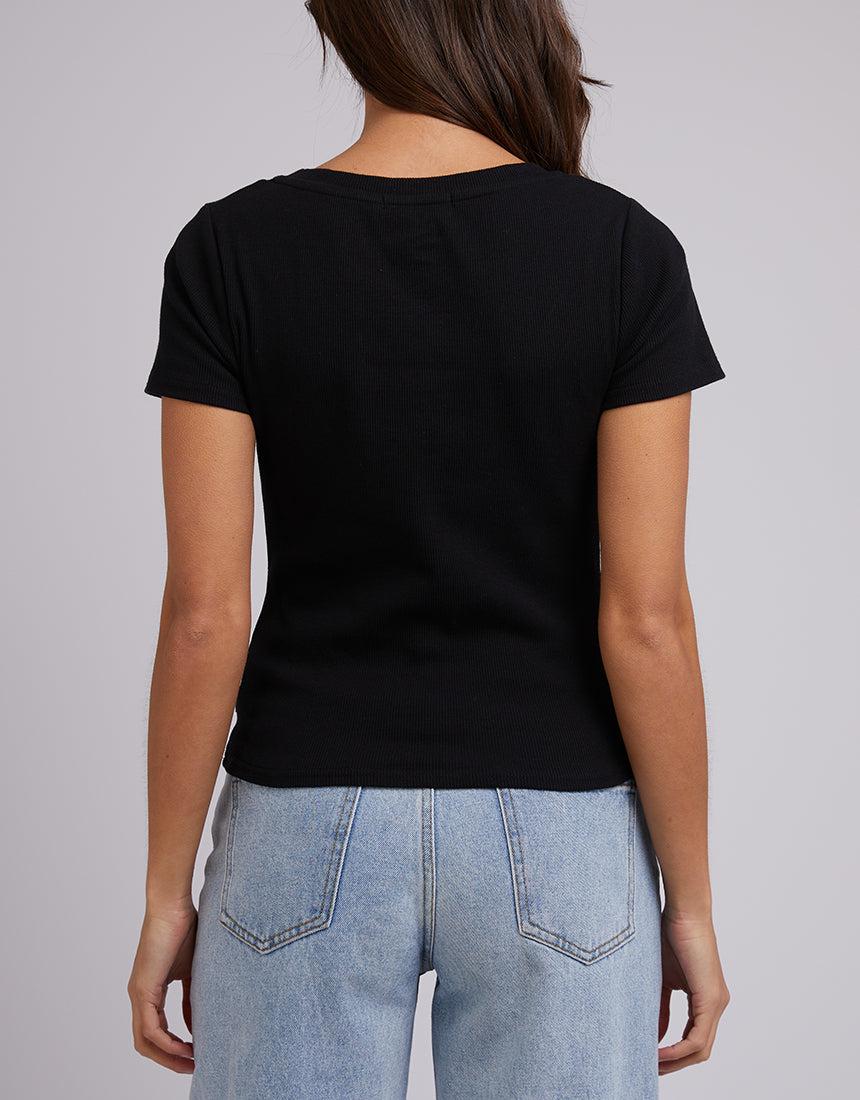 Silent Theory Ladies-Lily V-neck Tee Black-Edge Clothing