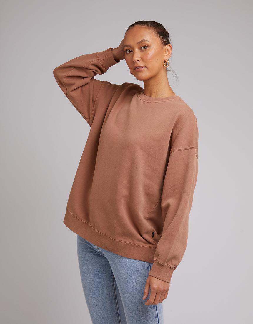 tan oversized crew neck