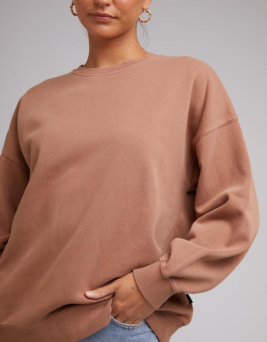 tan oversized crew neck