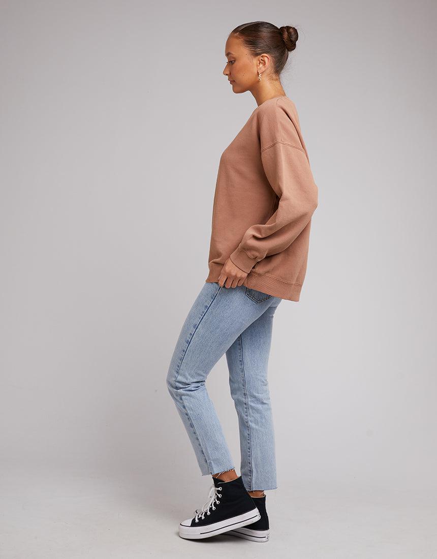 tan oversized crew neck