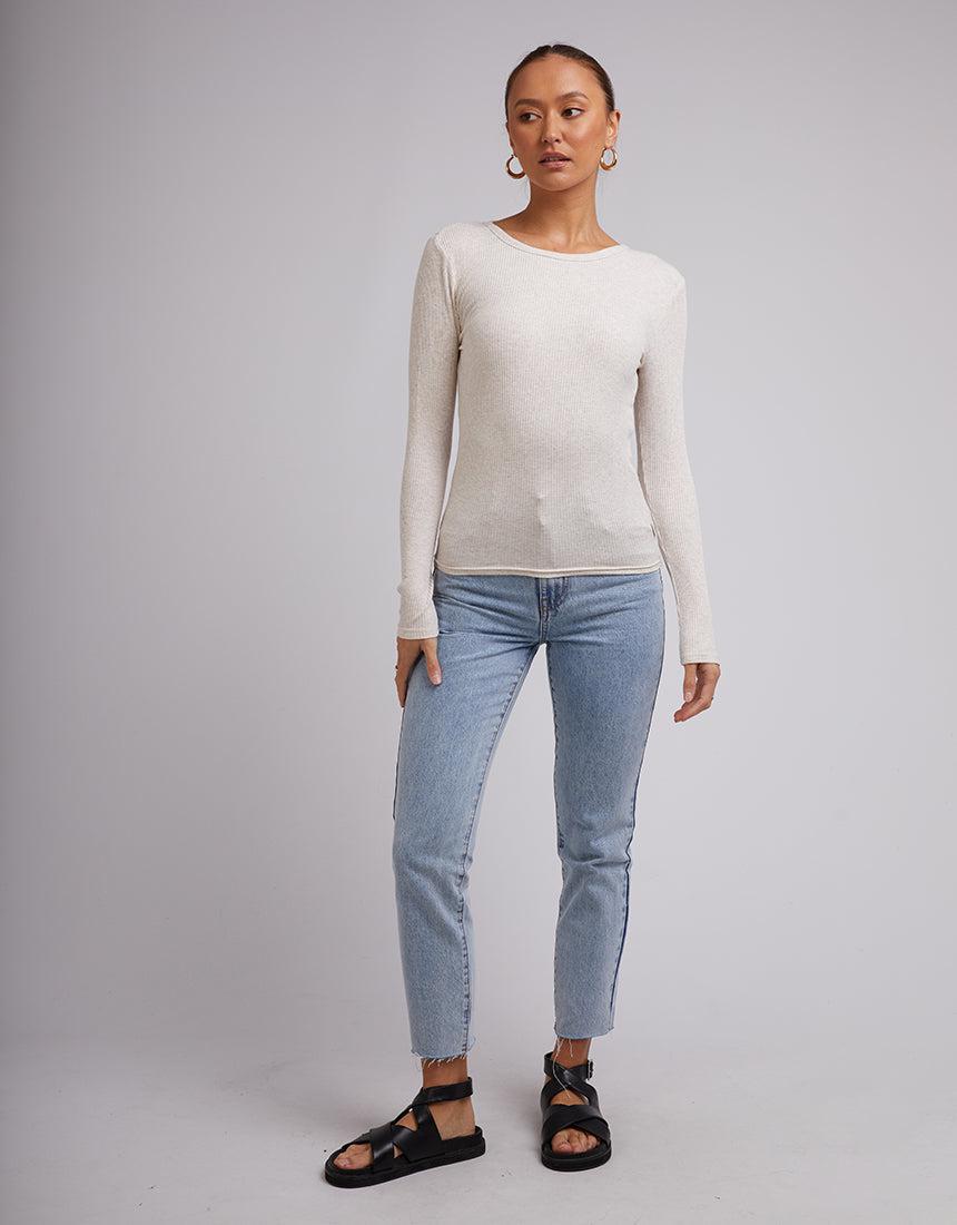 Silent Theory Ladies-Rib Long Sleeve Oatmeal-Edge Clothing